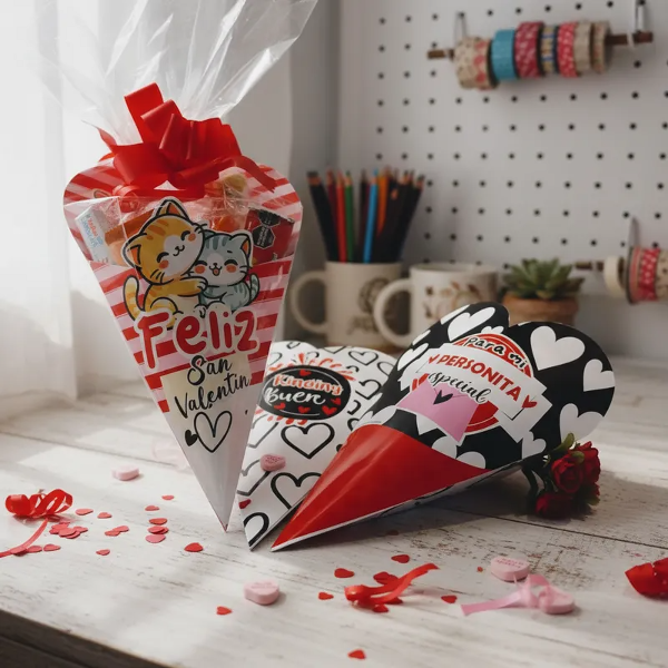 5 Conos Corazón San valentín