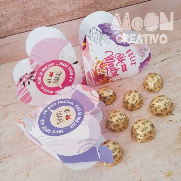 Caja corazón x3 porta chocolates Día de la Madre