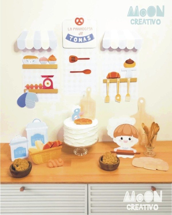 Kit Deco Cocinerito Bakery Azul TXT Editables